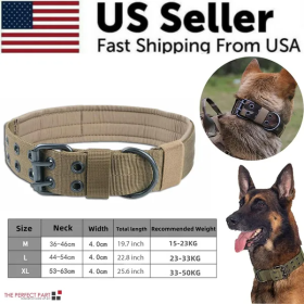2 Wide Tactical Heavy Duty Nylon Large Dog Collar K9 Military With Metal Buckle (Option: Brown-XL)