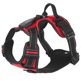 Light Up Dog Harness Rechargeable LED Dog Harness No Pull Lighted Dog Vest with Handle for Small/Medium/Large Dogs (Option: red_s)
