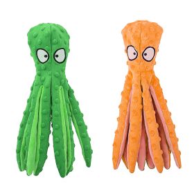 2Pcs Squeaky Dog Toys No Stuffing Crinkle Plush Octopus Dog Teething Toy Interactive Dog Toy Dog Training Toy For Puppy Small Medium Large Dog (Option: green_orange)
