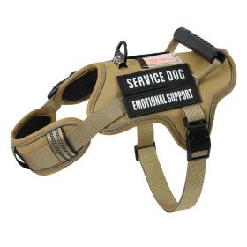 Tactical Service Dog With Control Handle Anti-Pull Adjustable Reflective Pet Vest Harness Easy Walking Training (Option: Linen-S)