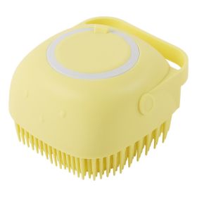 Silicone Dog Bath Massage Gloves Brush Pet Cat Bathroom Cleaning Tool Comb Brush For Dog Can Pour Shampoo Dog Grooming Supplies (Option: Yellow-square)