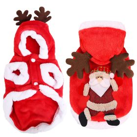 Pet Christmas Clothes Santa Claus Reindeer Antlers Costume Winter Outfit New Year Coat For Small Medium Dogs Cats Available in S/M/L/XL (Option: red_s)